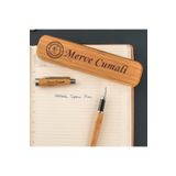 gifttime Kurumsal Firmalara Özel Logo İsim Yazılı Bambu Kutulu Kalem Seti
