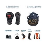 Gifttoom, Kıck Boks Sporcu Çantalı Antrenman Seti Boxing Gloves, Dragon Yakuza Boks Eldiveni Seti - Siyah - 8 oz