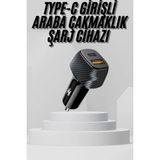 GIGA Araç Içi Şarj Cihazı 38W Güç Kapasiteli Type-C Girişli Araba Çakmaklık - Renkli