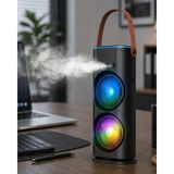 GIGA Çift Başlıklı Taşınabilir Fan Rgb Işıklı Sprey Nemlendiricili Masaüstü Serinletici Fan - Renkli