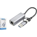 Gigabit Ethernet Adaptör USB 3.0 Type-C Gri Renkli