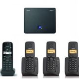 Gigaset AS690 IP 4 Dahili DECT Telsiz Telefon Santrali – Analog + IP Hat Destekli Kablosuz Ofis Telefon Sistemi