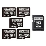 Gıgastone 128Gb Microsdxc Hafıza Kartı Paketi 5'Li + Aksiyon Kamerası, Gopro, Drone Ve Tablet İçin Sd Adaptörü, 85 Mb/S'ye Kadar, Full Hd Video Kayıt, Mikro Sd Kart Uhs-I Sınıf 10 U1
