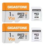 Gıgastone 1Tb Microsdxc 2'Li Hafıza Kartı Paketi + Sd Adaptörü, 140/100 Mb/S'ye Kadar, Aksiyon Kamerası Gopro Drone Ve Tablet İçin, 4K Uhd Video Kaydı, Mikro Sd Kart Uhs-I A1 Sınıf 10 U3