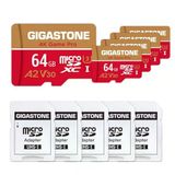 Gigastone 4K Game Pro 64 GB 5'li Microsdxc Hafıza Kartı Paketi ve 4K Video Kaydı Için 95 Mb/s'ye Kadar A2 Uygulama Performansına Sahip Sd Adaptör, Switch ile Uyumlu, Mikro Sd Kart Uhs-I U3 V30