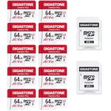 Gıgastone 64 Gb Microsdxc Hafıza Kartı Paketi 10 + Sd Adaptör, Camera Plus, 95 Mb/S'ye Kadar, Aksiyon Kamerası Drone İçin, Tablet, Full Hd Video Kaydı, A1 V30 U3 Mikro Sd Kart Uhs-I