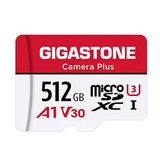 Gigastone Camera Plus 512 GB Microsdxc Hafıza Kartı + Sd Adaptörü, Aksiyon Kamerası Drone ve Tablet Için, 100 Mb/s'ye Kadar Okuma Hızı, Full Hd Video Kaydı, A1 U3 Sınıf 10 Mikro Sd Kart Uhs-I