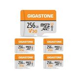 Gigastone Gıgastone 256 GB 5'li Paket Microsdxc Hafıza Kartı, Sd Adaptörlü, Gopro Aksiyon Kamerası Drone Djı Tablet ve Anahtar 1 Için, 100 Mb/s'ye Kadar, Uhs-I U3 V30 Sınıf 10, 4K UHD Video Mikro Sd Kart