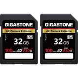 Gigastone Gıgastone 32GB Sdhc Hafıza Kartı 2 Paket, 4K Camera Extreme, 100 Mb/s'ye Kadar, Canon ile Uyumlu, 4K UHD Video, A2 V30 U3 Uhs-I C10, 2 Mini Kılıf ile