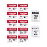 Gigastone Gıgastone 64 GB Microsdxc Hafıza Kartı Paketi 10 + Sd Adaptör, Camera Plus, 95 Mb/s'ye Kadar, Aksiyon Kamerası Drone Için, Tablet, Full Hd Video Kaydı, A1 V30 U3 Mikro Sd Kart Uhs-I