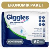 Giggles 90x180 cm Yatak Koruyucu Örtü 30'lu 2 Paket 60 Adet Pamuksu Üst Yüzey ile Süper Emici Doku