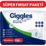 Giggles Bebek Bakım Örtüsü 60x60 Alt Açma Bezi 10 Paket 100 Adet beyaz