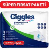 Giggles Bebek Bakım Örtüsü 60x60 Alt Açma Bezi 12 Paket 120 Adet beyaz