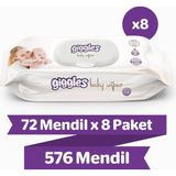 Giggles Islak Mendil 576 Yaprak Alkol ve Paraben İçermeyen Beyaz Sabun Kokusuyla