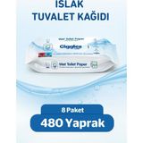 Giggles Islak Tuvalet Kağıdı Suda Çözünen Tuvalete Klozete Atılabilir Mendil 8 Paket 480 Adet - Beyaz