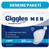 Giggles L Beden Yetişkin Erkek Mesane Pedi 20 Adet Koku Kontrolü ve Sızdırmaz Bariyer