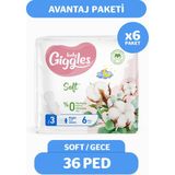 Giggles Lady Soft Gece Ped 36 Adet Anında Kuruluk Sağlayan Emici Tabaka ile Konforlu