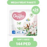 Giggles Lady Soft Hijyenik Ped Gece 144 Adet Anatomik Tasarım ile Gün Boyu Konfor Sağlar