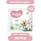 Giggles Lady Soft Hijyenik Ped Normal Dev Fırsat Paketi 96 Adet Hassas Ciltler İçin Pamuksu Üst Yüzey