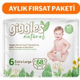 Giggles Natural 6 Numara Junior Plus Pamuklu Bebek Bezi 68 Adet