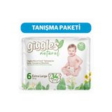 giggles Natural 6 Numara Juniour Plus Pamuklu Bebek bezi 34 Adet