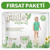 Giggles Natural Jumbo 7 Numara Pamuklu Bebek Bezi 208 Adet