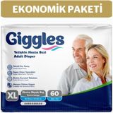 Giggles Yetişkin Bel Bantlı Hasta Bezi Extralarge 60 Adet Konforlu ve Güvenli Kullanım için Özel Tasarım - XL