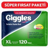 Giggles Yetişkin Hasta Bezi Ekstra Large 120 Adet Süper Emici Tanecikler ile Ekstra Kuruluk - XL - Beyaz