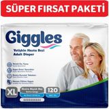 Giggles Yetişkin Hasta Bezi XL 120 Adet Konforlu ve Hassas Ciltlere Uygun Süper Emici