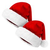 Giggling Getup Premium Noel Baba Şapkası 2'li Paket - Peluş Kırmızı Kadife Noel Şapkaları Ponponlu, Yetişkinler ve Çocuklar için Tek Beden Noel Partisi Hediyesi