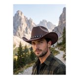 Gigi Luxe Erkek Kovboy Şapkası Keçe Western Deri Bantlı