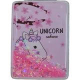 Gigi Panda El Aynası - Unicorn Sakura Yazılı Katlanır Dikdörtgen Makyaj Aynası - Cep, Çanta Aynası - Pembe