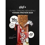 Gigis Food 12'li Elmalı Tarçınlı Kolajenli Yüksek Protein Bar Paketi - 600 gr