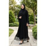 GigiTex HİJAP ŞIK ve KALİTELİ SİYAH DUBAİ İPEĞİ ŞALLI ABAYA FERACE BÜZGÜ FIRFIR DANTEL DETAYLI