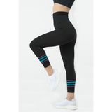 Gigotto Renkli Çizgili Seamless Yüksek Bel Spor Tayt SİYAH S-M