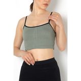 Gigotto Seamless Dantel Detaylı Ripli Büstiyer HAKİ S-M