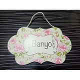 Gik Banyo Oda İsimlik Kapı Süsü İsimliği Gül Desenli