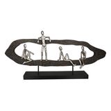 GILDE Dekoratif Heykel Figür - En İyi Arkadaşlar - Hang Out Gümüş, Ahşap/Alüminyum - Genişlik 75 cm