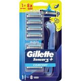 Gilette Sensor3+ Comfort 8'li Yedek Bıçağı Başlıklı Tıraş Makinesi 8'li