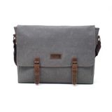 Gillario Design 03 Kanvas-Deri Gri 15.6 Inch Postacı Laptop Çantası