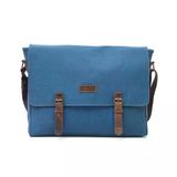 Gillario Design 03 Kanvas-Deri İndigo 15.6 Inch Postacı Laptop Çantası