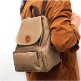 Gillario Design 04 Kanvas Kumaş - Deri Kadın Sırt Çantası - Camel