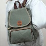 Gillario Design 04 Kanvas Kumaş - Deri Kadın Sırt Çantası - Haki