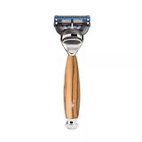 Gillette Bıçaklarıyla Uyumlu Mühle Vivo Sistemli Tıraş Makinesi - Kaliteli Zeytin Ağacından Yapılmış Sap, Krom Kaplama Metal Vurgular