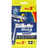 Gillette Blue 3 Comfort Kullan At Tıraş Bıçağı - Erkekler için ComfortGel Teknolojisi ile 12'li Paket (9+3)