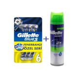 Gillette Blue3 Fenerbahçe + Sensitive Tıraş Jeli Series 200ml Paketi