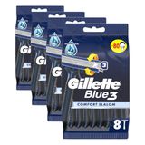 Gillette Blue3 Slalom Kullan At Erkek Tıraş Bıçağı 8 Adet (4 paketi)