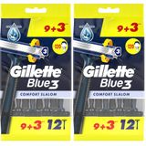 Gillette Blue3 Slalom Kullan At Tıraş Bıçağı 12'li 2li paket