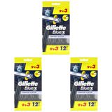 Gillette Blue3 Slalom Kullan At Tıraş Bıçağı 12'li (3 paketi)