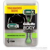 Gillette Body Vücut için Tıraş Bıçağı 4'lü (Tıraş Makinesi Hediyeli!)
